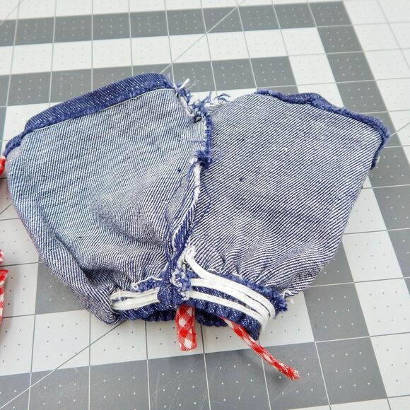 Cabbage Patch Clothing Jean Short Set 1980 Red Check Boat Decal Vintage - Picture 7 of 8